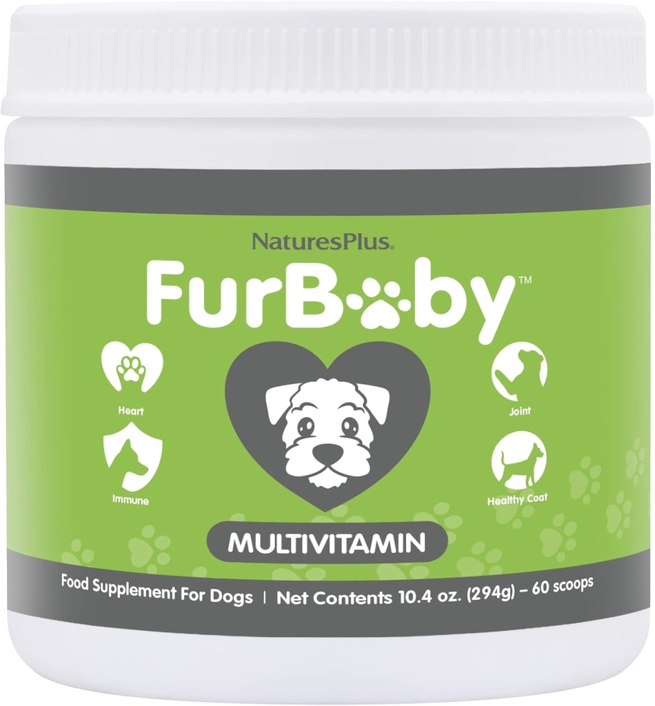 NaturesPlus FurBaby Multivitamiin koertele - 10,4 oz - toetab ühist tervist, immuunsüsteemi funktsiooni, tervislikku katet ja energiatootmist - mitte-GMO - 60 teenust