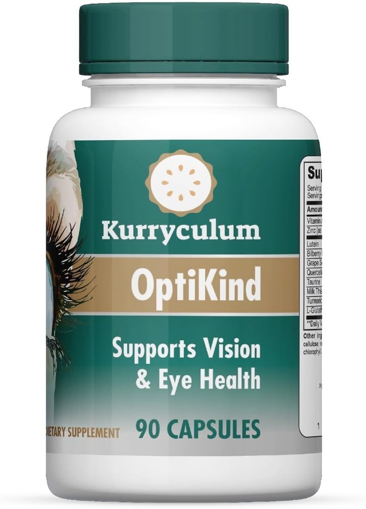 OptiKind Vision Support Eye Vitamiinid, 90 kapslit, silmade tervise valem koos luteiiniga silmadele ja glutatiooni