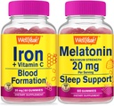 Hästi Jah Raud + Vitamiin C + Melatoniin 20mg, Gummies Bundle - suurepärane maitse, vitamiinilisand, Gluteenivaba, GMO-vaba, närimiskumm