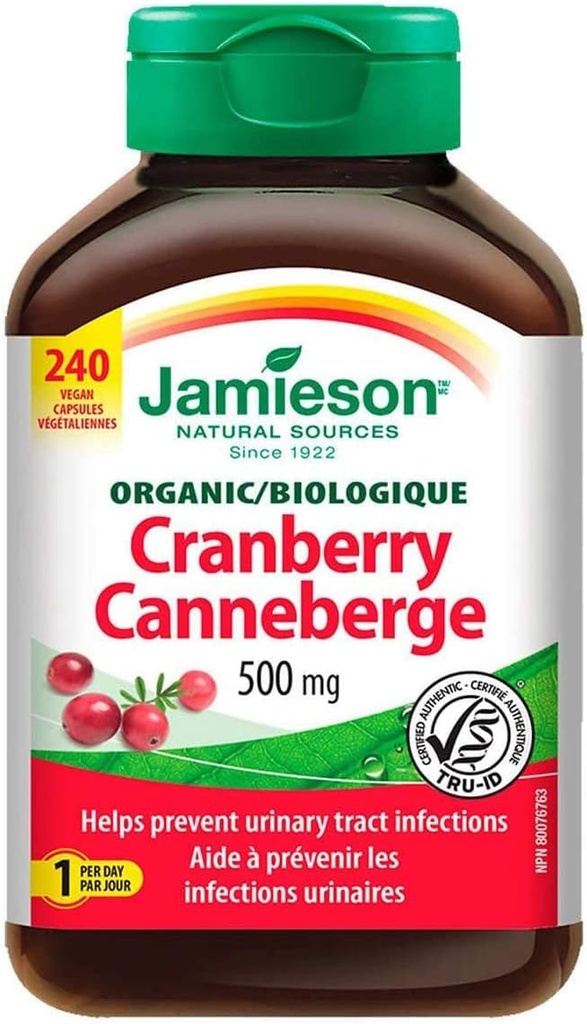 Jamieson Cranberry 500mg, 240 vegankapslit