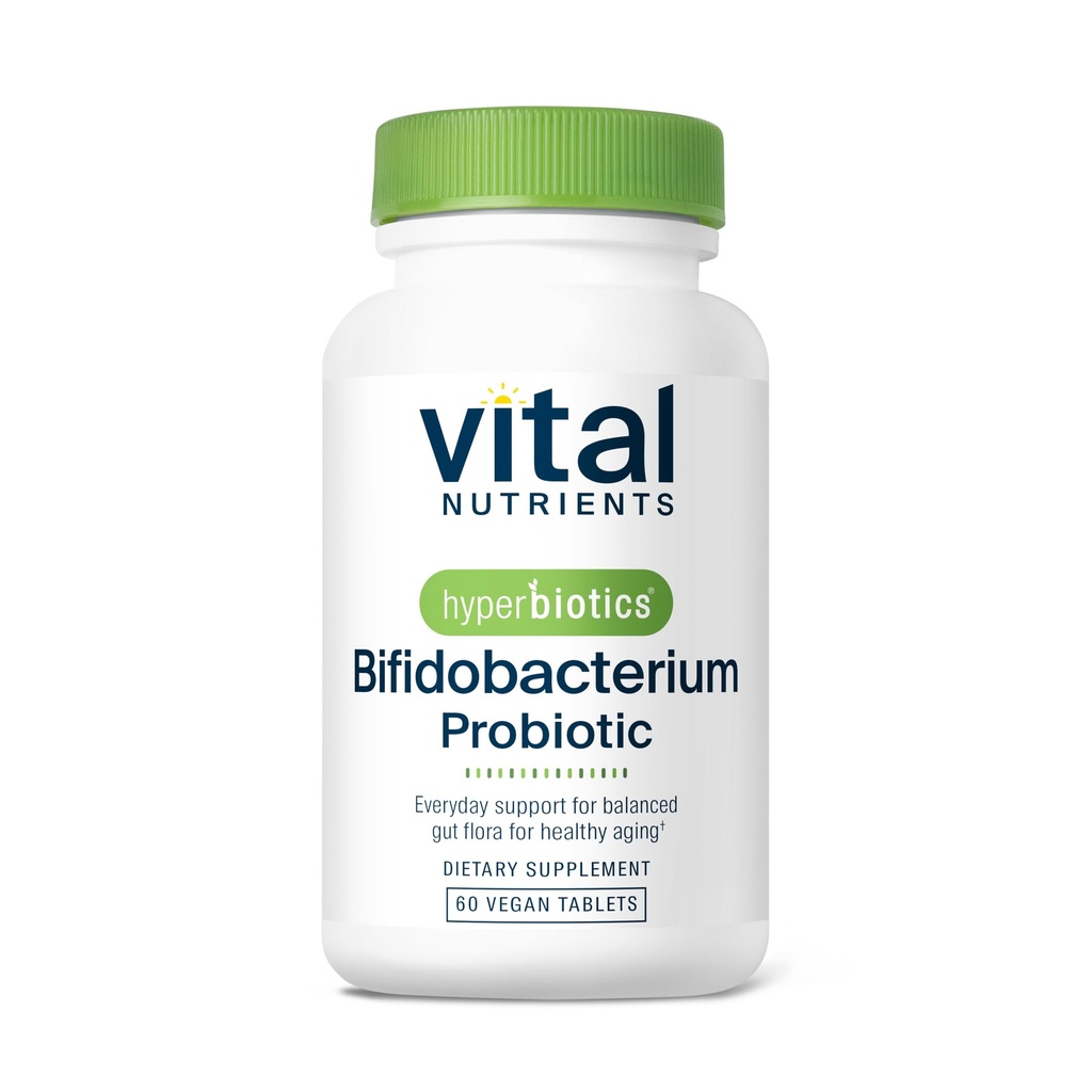 Hüperbiootikumid Elutähtsad toitained Bifidobacterium probiootikum | 7 sihttüved | Toetab vanemate täiskasvanute immuunsüsteemi ja seedeelundite tervist | Kõlblik- stabiilne | Vegan | 60 tabletti