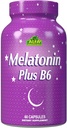 ALFA VITAMINS Melatoniin Plus B-6 täiendus koos 5MG unetsükli regulaatoriga - südame-veresoonkonna tervis - immuunsüsteem - 60 kapslit
