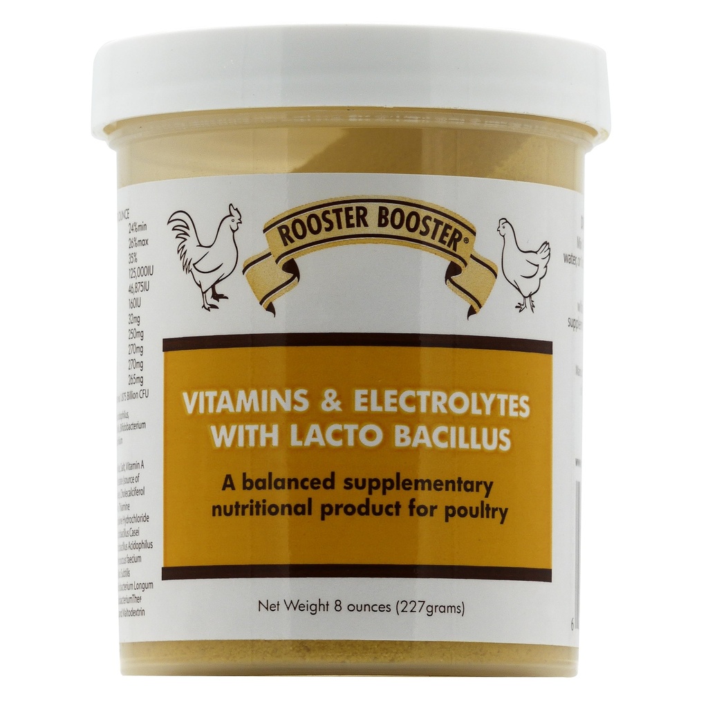 Rooster Booster vitamiinid ja elektrolüüdid Lactobacillus, looduslik, 8 oz.