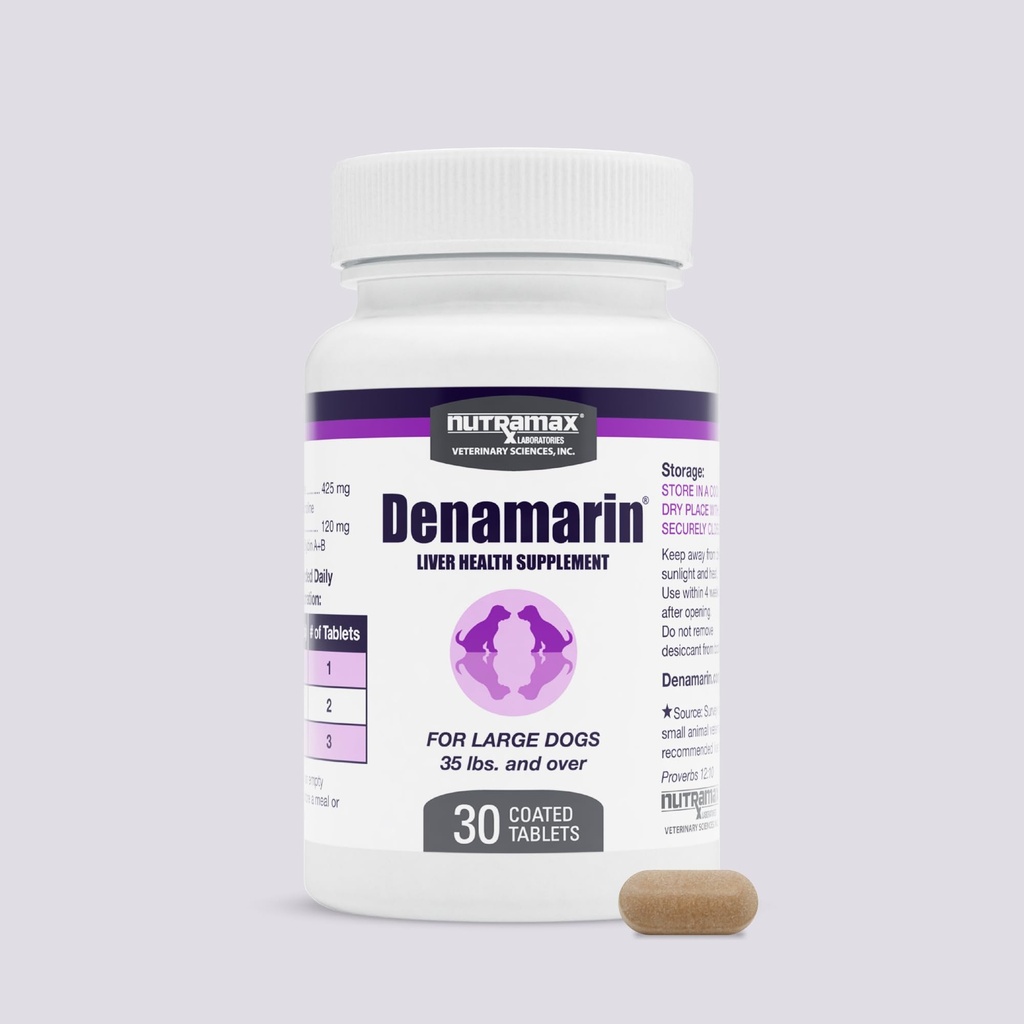 Nutramax Laboratories Denamarin Maksa Terviselisa suurtele koertele - S-adenosüülmetioniiniga (SAMe) ja Silybiniga, 30 tabletti (1 pakend)
