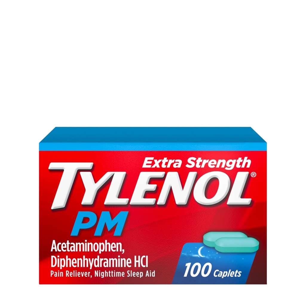 Tylenol PM Extra Strength Nighttime Pain Reliever & Sleep Aid Caplets, 500 mg Acetaminophen & 25 mg Difenhüdramiin HCl, Abi öiste valude ja mitte-Habit Forming, 100 ct