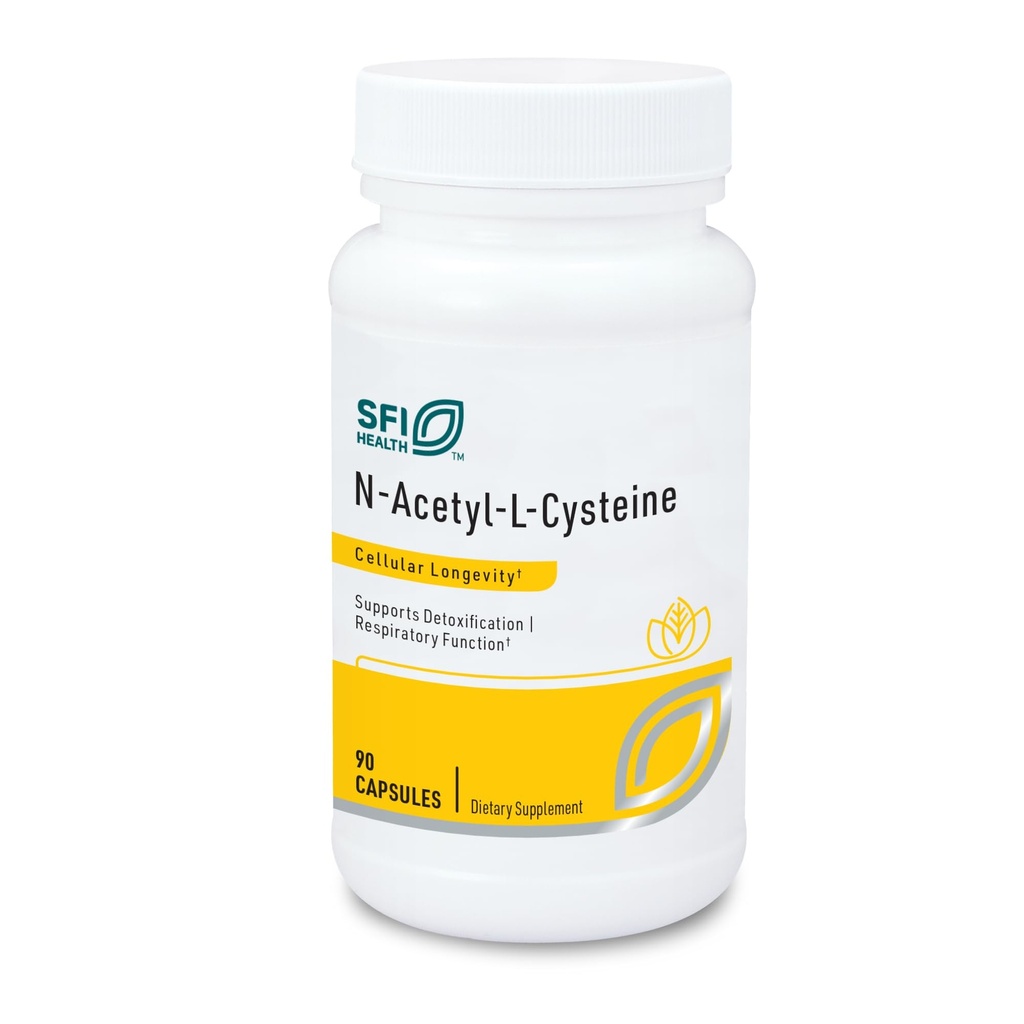 Klaire Labs SFI Health N-atsetüül-L-tsüsteiin 500mg - Aminohape Glutatiooni prekursor NAC - täiendus rakulise antioksüdandi kaitse toetuseks - hüpoallergeenne, sojavaba, maisivaba (90 kapslit)