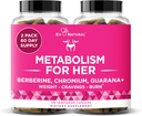 Metabolism tema - isu ja ainevahetuse toetamine naistele - ohjeldada isu, vähendada kalorite tarbimist ja edendada täiskõhutunde - Berberiin, kroompikolinaat ja Guarana - 120 Veg kapslid