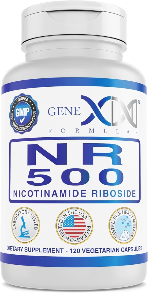 Genex Formulas NR Nikotiinamiid Riboside 500mg / Serving (120 kapslit) NAD + Prekursor tervislikuks vananemiseks - GMP-sertifitseeritud, mitte-GMO, gluteenivaba, taimetoitlane (1 pakend)