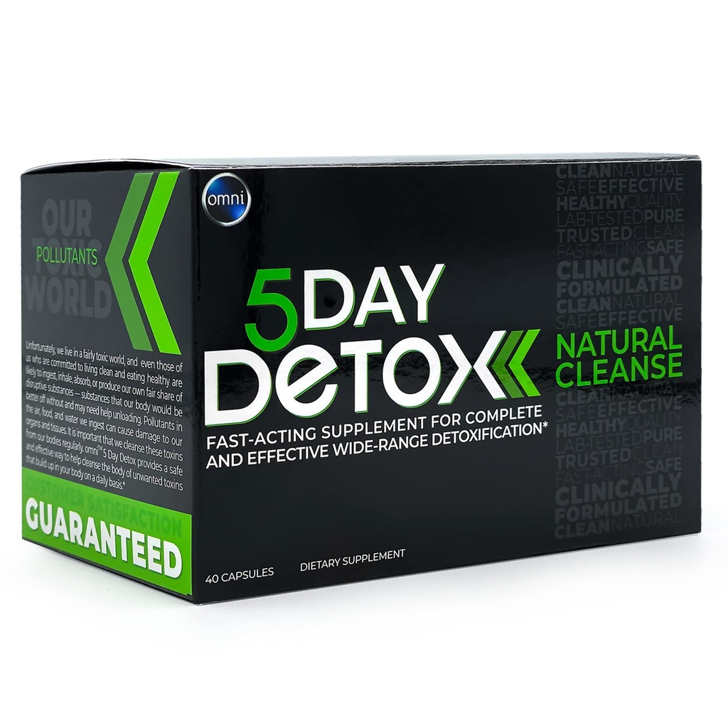 Wellgenix Omni 5-päevane detoksipuhastus - Premium Natural Body Detox Supplement, 40 kapslit toksiini eemaldamiseks, kogu keha puhastamine, toetab tervislikku maksa, neere, kuseteede ja seedesüsteemi