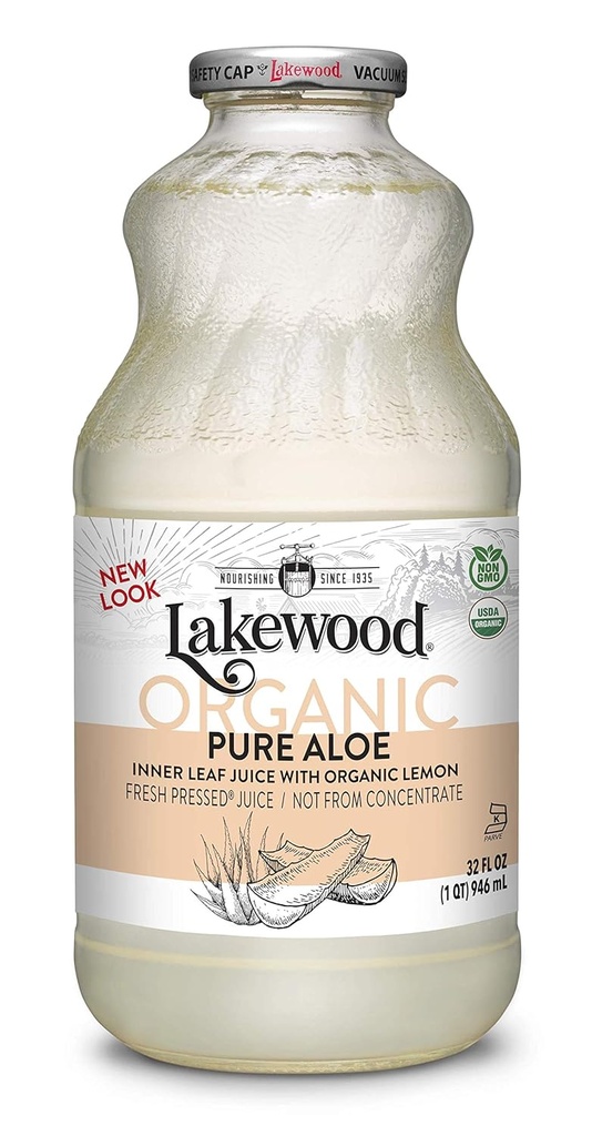 Lakewood Organic Pure Aloe Inner Leaf, Fresh Press, 32 Fl Oz, Pack of 6