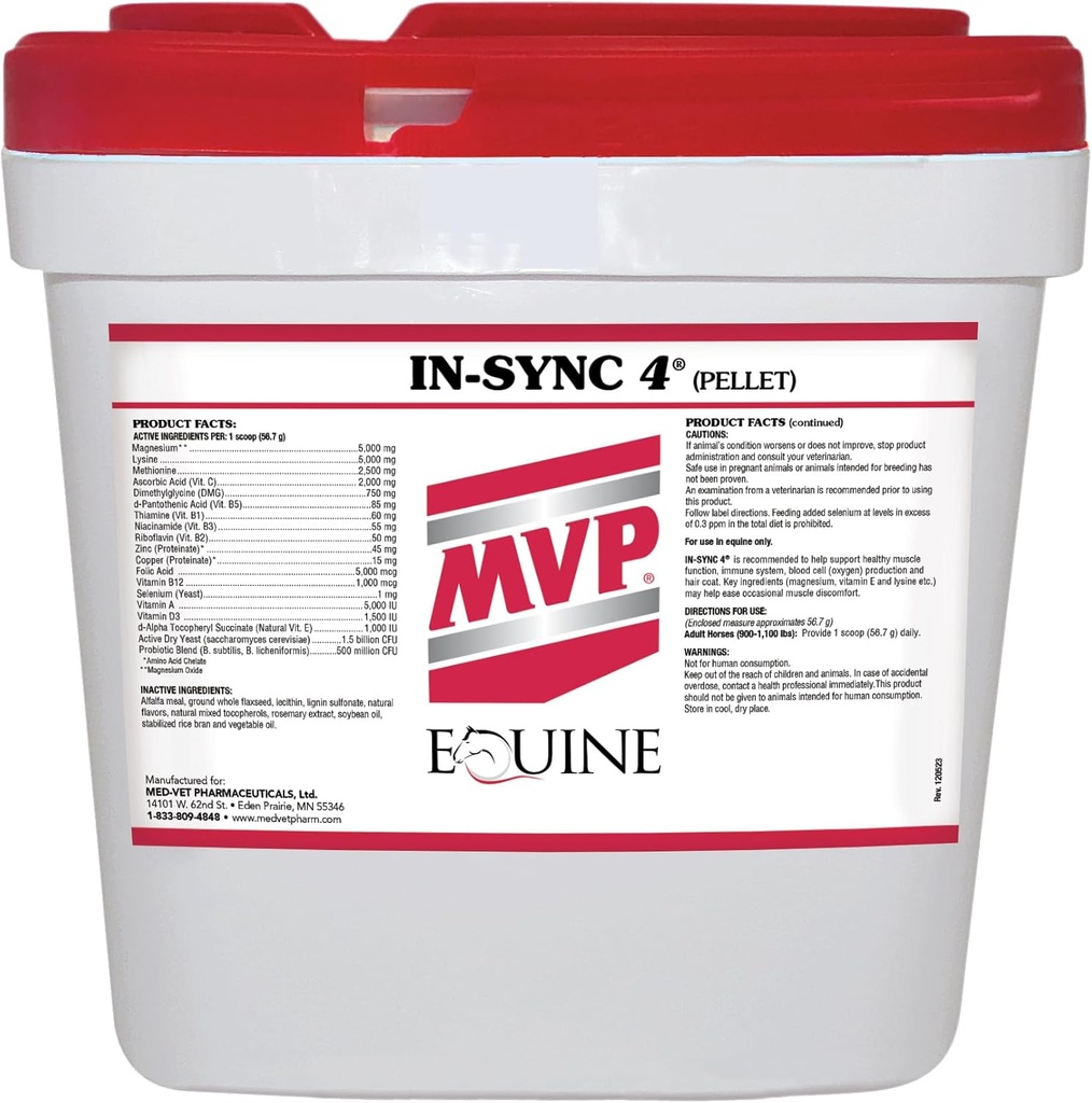MVP in-Sync (24lb) koos loodusliku E-vitamiiniga lihaste tervise / hobuste taastumise jaoks.