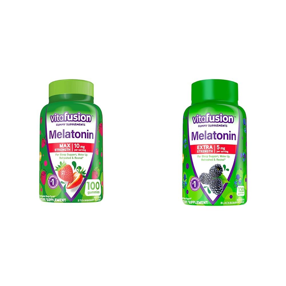 Vitafusion Max Tugevus Melatoniin Gummy Supplements & Extra Tugevus Melatoniin Gummy Vitamiinid, 5mg, 120 ct Gummies