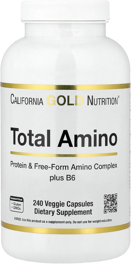 California Gold Nutrition Total Amino vitamiiniga B-6 ja 20 Aminohappe segu, 240 Veggie kapslit