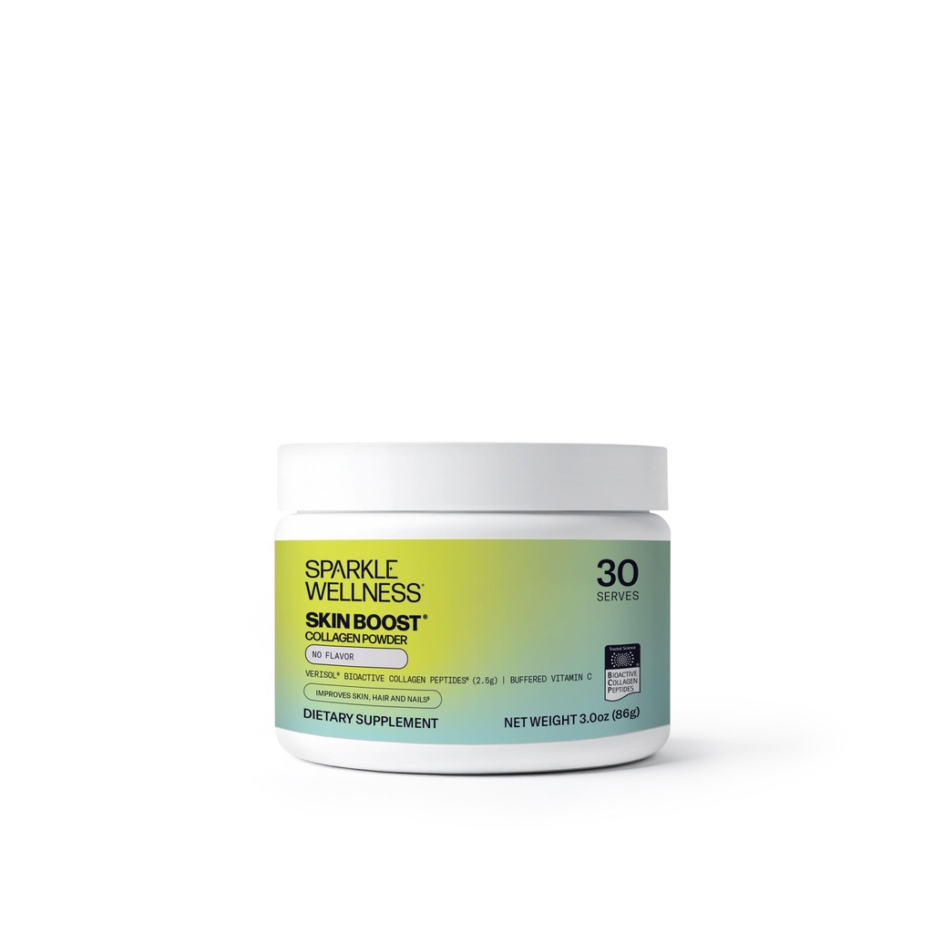 Sparkle Wellness VERISOL Bioactive Hüdrolüüsitud kollageenpeptiidid | Kollageeni pulbrilisa C-vitamiiniga naha, juuste ja küünte tervise jaoks | Naha võimendus (Maitseta) [30- Teened]