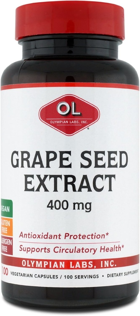 Olümpialaborid Viinamarjaseemne ekstrakt 400 mg kapslid, 100 südame tervist toetav loend, antioksüdantide kaitse.