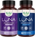 Nested Naturals Luna Sleep Aid Bundle | Luna & Luna melatoniinivabad uinumispillid looduslike koostisosadega melatoniin, Valarien & More (120 loend)