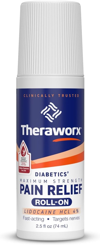 Theraworx Maksimaalne tugevus Diabeetikute valu leevendamine Lidokaiiniga - 2,5 oz - 1 krahv