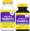 InnovixLabs Vitamin K2 & Probiotic Bundle Full Spectrum Vitamin K2 (90 Softgel Capsules) Multi-Strain Probiotic (60 Time-Release Capsules). Supports Bones, Immune and Healthy Gut. *