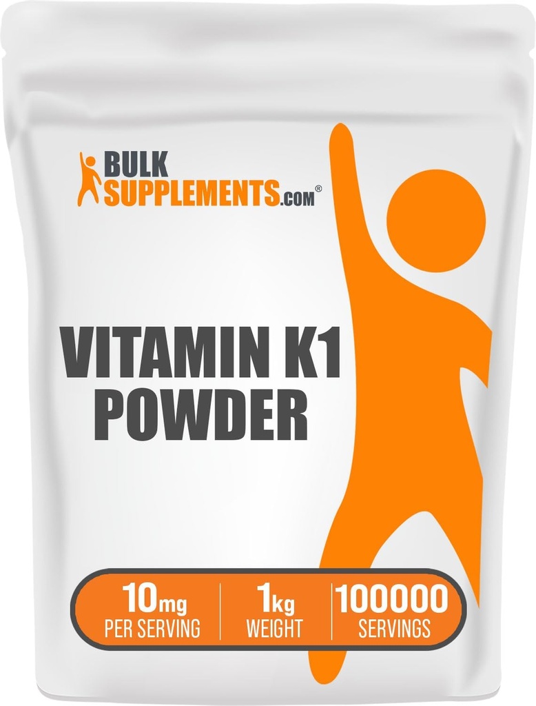 BulkSupplements.com Vitamiin K1 pulber - vitamiin K1 lisand luu ja südame tervise toetamiseks - gluteenivaba, 10 mg serveerimise kohta, 1 kg (2,2 naela) (pakk 1)