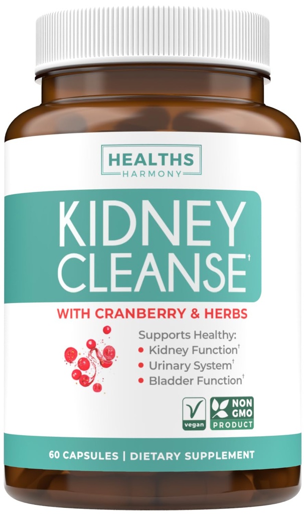 Neerude puhastamise detox (Non-GMO) toetab tervislikku kuseteede-võimas VitaCran Cranberry ekstrakt ja maitsetaimed - Tervislik neerude tugilisa - 60 taimset kapslit (ei pillid)