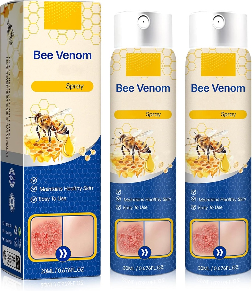 Bee Venom Spray - 100% puhas looduslik mürgistusparandus, mesilaste Venom Skin Spray kõigile nahatüüpidele (2PCS)