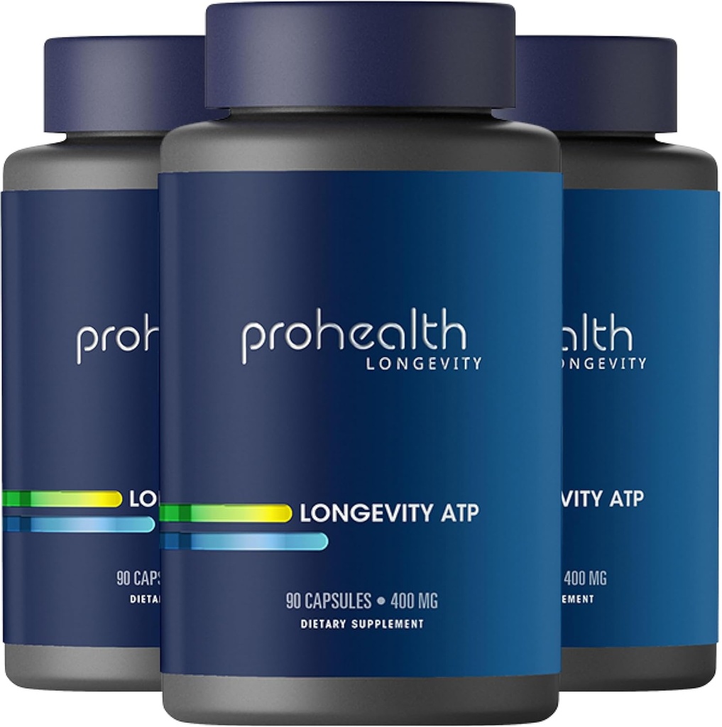 ProHealth Longevity ATP - 400 mg X 90 Servings, PeakATP patenteeritud puhas ATP säilitada raku energia, lihaste tugevus ja kognitiivne funktsioon, toetab südame tervist ja ainevahetuse efektiivsust (3 Pack)
