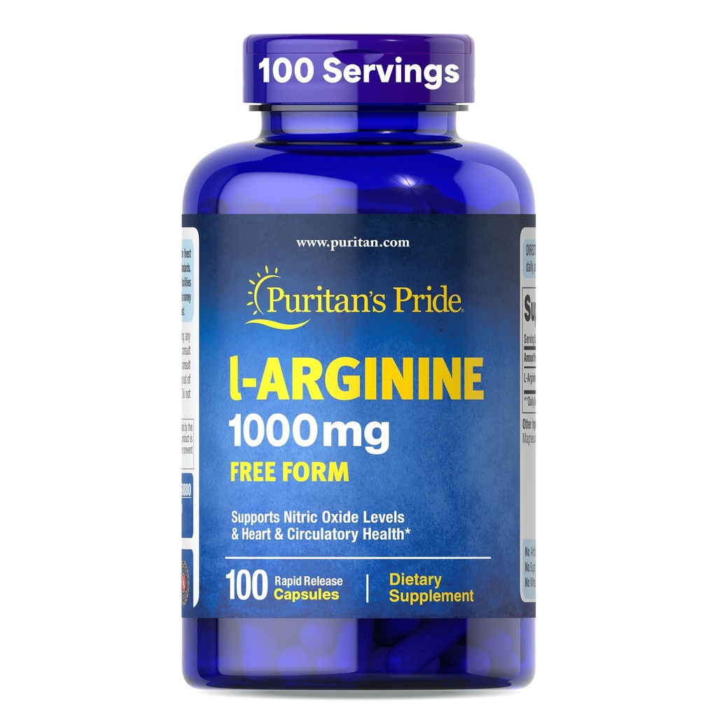 Puritan's Pride L-Arinine 1000mg, toidulisand toetab lämmastikoksiidi taset ja südant ja vereringet, 100 päeva pakkumist, 100 tabletti