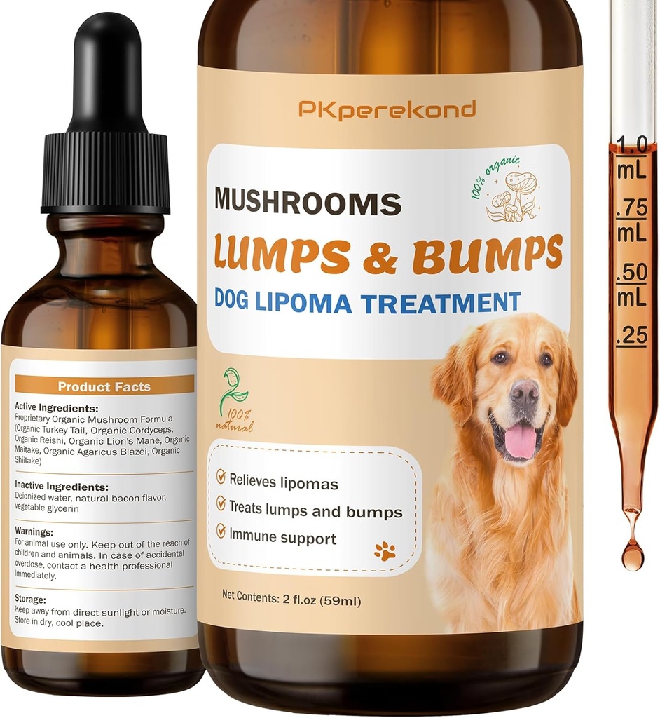 Koerte Lumps ja Bumps Supplement, Türgi Saba Seenekaitse Koera Lipomas, Orgaaniline 7 Seenekompleksi Tilgad, Tugevdada Immuunsust Ja Energiat Buddy koos Shiitake Seened, Reishi, Lõvi Mane