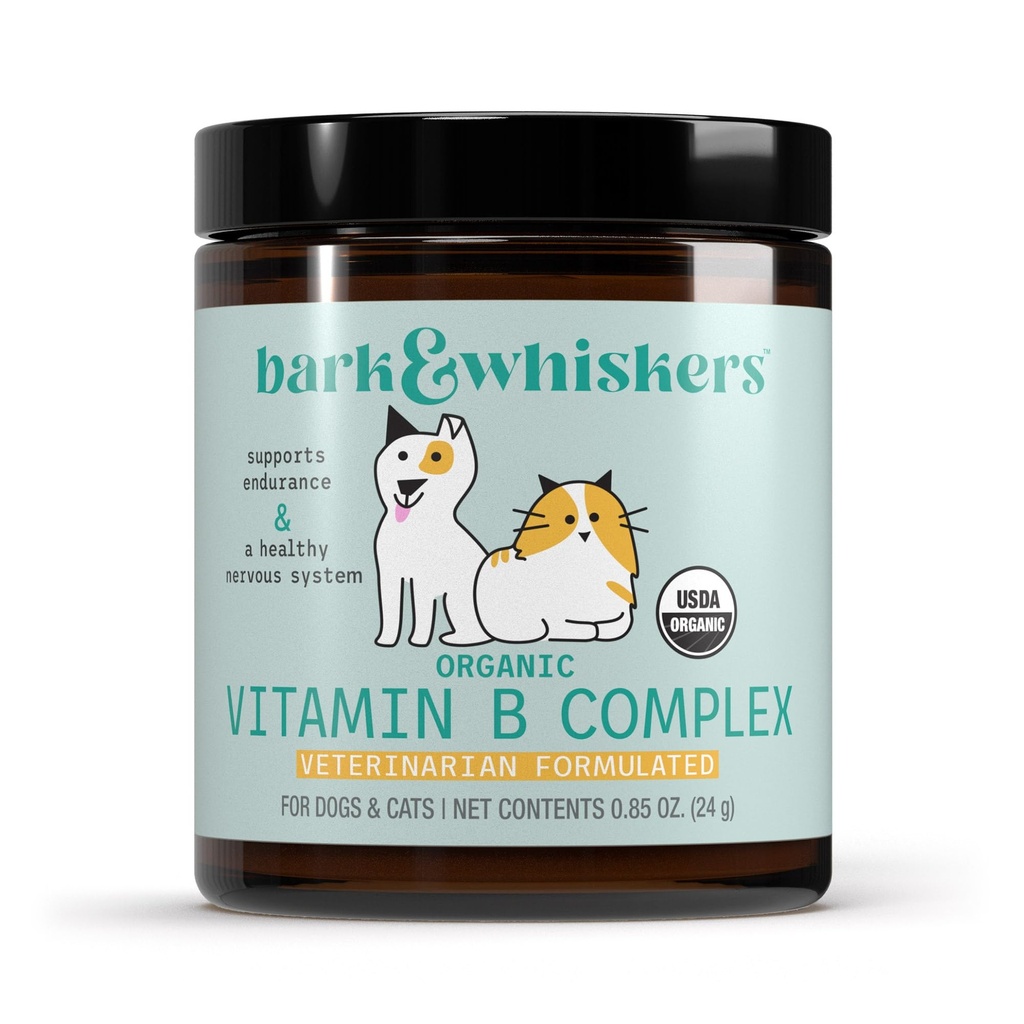 Bark & Whiskers Orgaaniline B-vitamiini kompleks, 0,85 Oz. (24 g), 60 Scoops, toetab tervislikku närvisüsteemi ja vastupidavust, veterinaar formuleeritud, mitte-GMO, sertifitseeritud USDA orgaaniline, dr Mercola