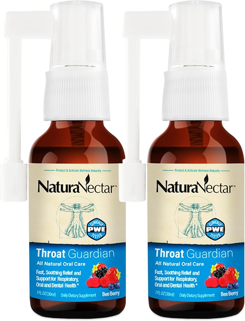 NaturaNectar - Bee Propolis Throat Spray - unikaalne kurgu leevendamise ja heaolu agent - Brasiilia mesilaste Propolis Throat Guardian Spray - Eetiline mesindus - Honey Bee Berry Flavor (2-Pack, 1.06 Fl Oz.)