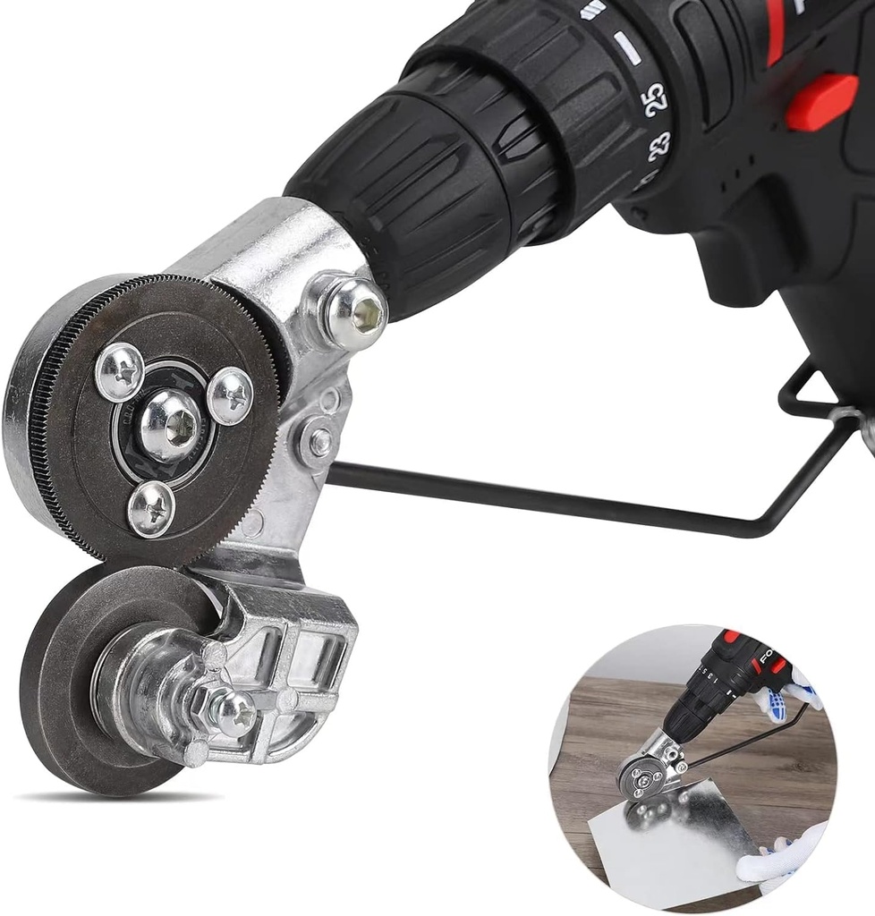 Uuendatud elektripuuri plaadilõikur, uus metall Nibbler Drill Cutter Attachment / Adapter, DIY Metal Drill Attachment, Lehtmetallist nuga raua lõikamiseks, valge leht, teras, vask, alumiinium