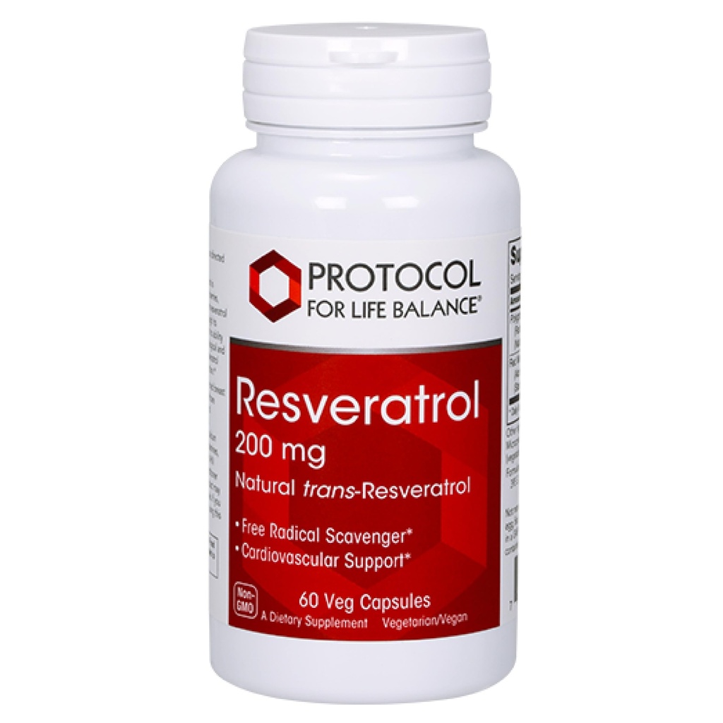 PROTOKOLL LIFE BILANCE Resveratrooli 200 mg - Trans-Resveratrooli - Jaapani Knotweed & Viinamarjaseemne ekstrakt - Vegan & Non-GMO - 60 Veg kapslit