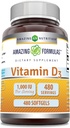 Amazing valemid Vitamiin D3 1000 IU Softgels Supplement | Non-GMO | Gluteenivaba | pakendatud USAs (1 Pack | 480 Count)