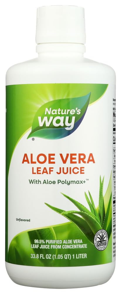 Nature's Way Aloe Vera Leaf Mahl Polymax+, 99,5% puhastatud Aloe Vera Leaf Mahl kontsentraadist, Maitsestamata, 33,8 Fl Oz