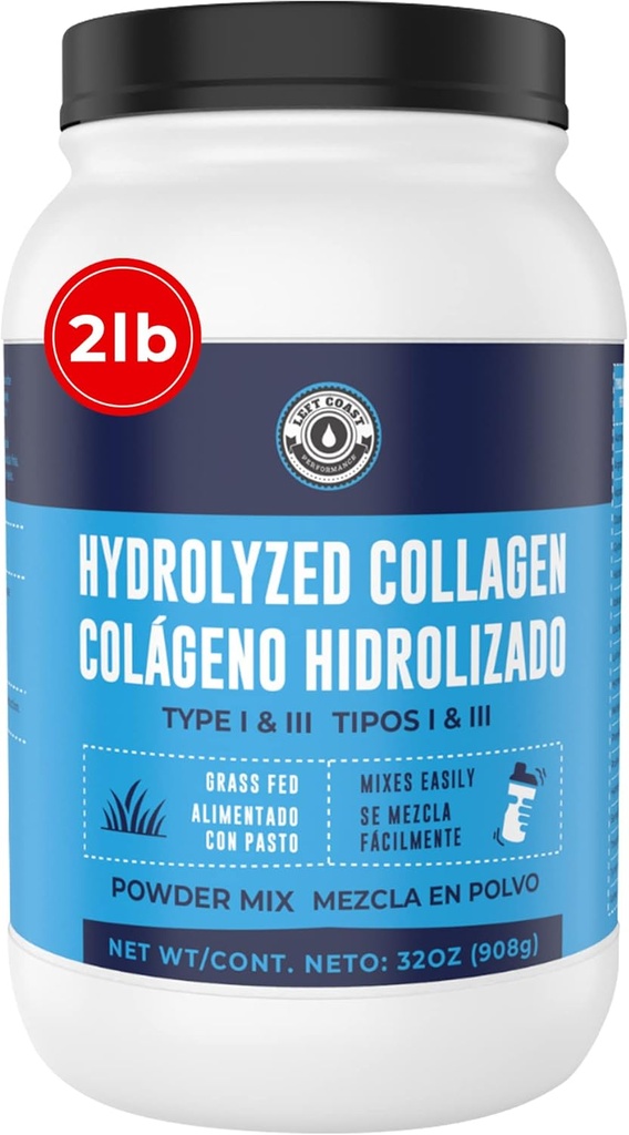 2lb Colageno Hidrolizado En Polvo Para Mujeres y Hombres - Péptidos de Colageno tipo I & III -Alimentado Con Pasto - Sin Sabor - Apoya articulaciones, piel, Cabello, uñas - Mejor Valor Por Tu Dinero