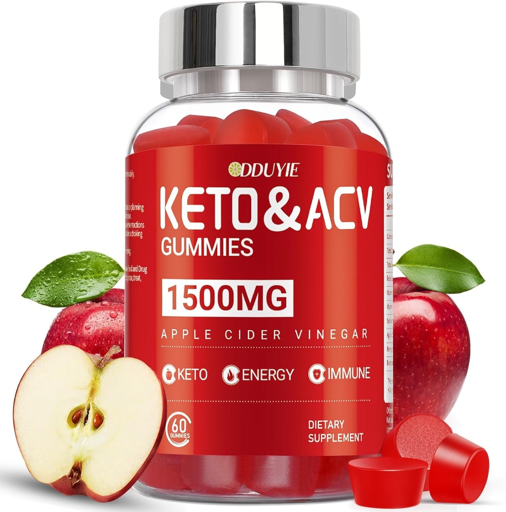 Brilhante Keto ACV Gummies - 1500mg õunasiidri äädikakummid koos granaatõunapeedi ja vitamiiniga B12 B6 - meestele ja naistele - GMO-vaba & vegan - 60 krahv