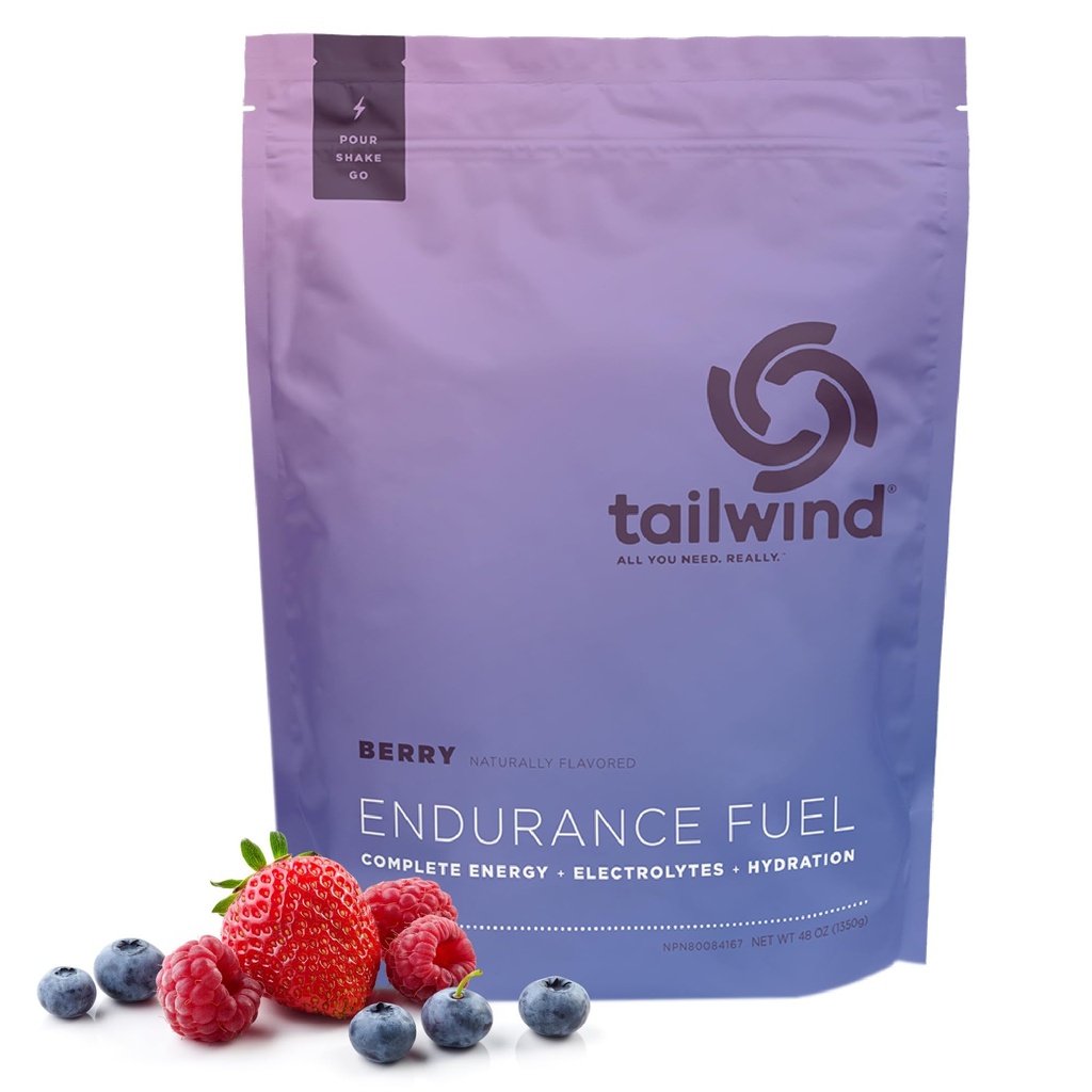 Tailwind Nutrition Endurance Kütus, Süsivesikud Ja Elektrolüüt Sport Jooge Segu Pulber, Gluteenivaba, Vegan, Berry, 50 Servings