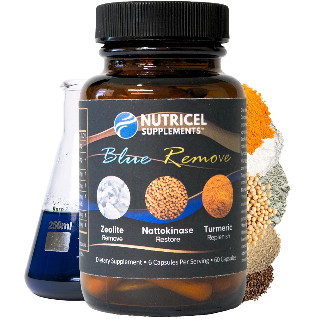 Nutricel Metüleensinised kapslid mikroniseeritud tseoliit, nattokinaasi (Non-GMO), kurkum, bromelain ja NAC - Trusted Made in America Brand - 18mg (USP Reference Compliant) Kolmanda osapoole testitud (60ct)