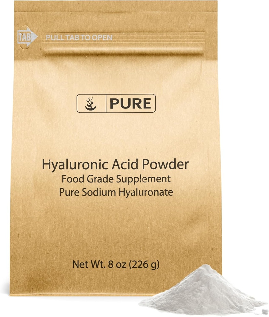 Puhtad ORIGINAALSED KOOSTISOSAD Hüaluroonhape (8 oz) Vees lahustuv, peen pulber