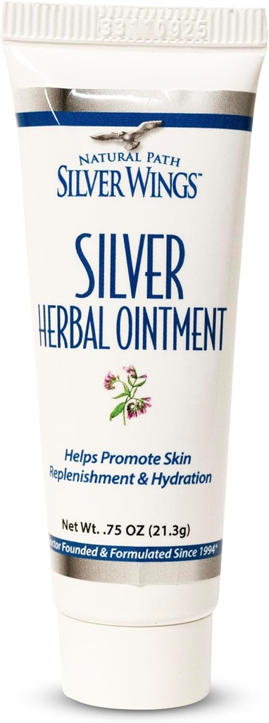 Natural Path Silver Wings 250ppm Silver Herbal Ointment - Nourishing and Moisturizing Skin Care 0.75oz