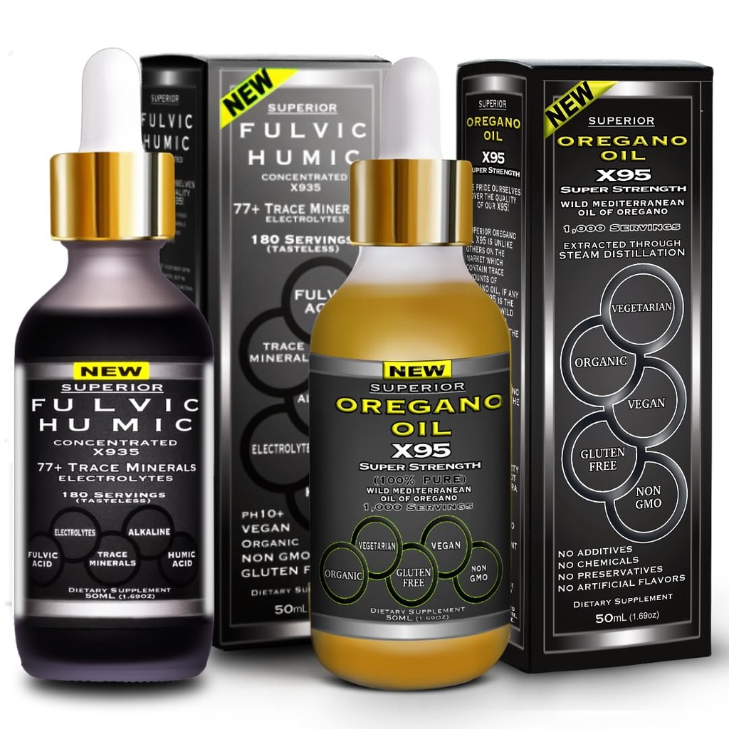 Fulvic Humic Acid Ionic Trace Minerals elektrolüütide Vedel täiendus Plus Oregano õli tilgad Super Tugevus Rohkem Versatile Siis õli Oregano Softgels ja kapslid