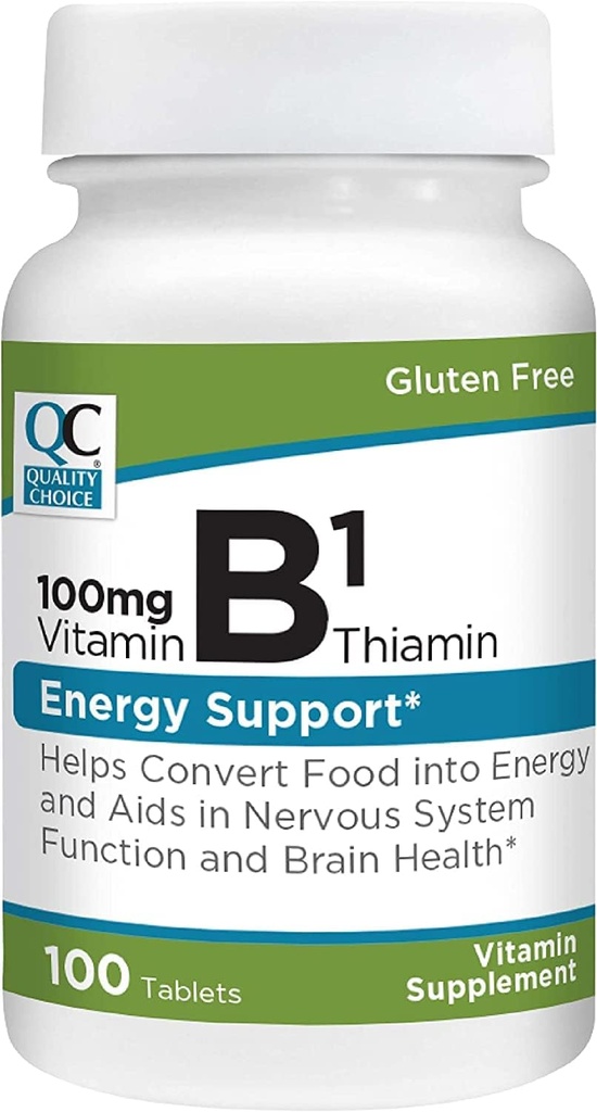 Kvaliteedi valik Vitamiin B1 Tiamiin 100 mg energiatoetus, närvisüsteemi funktsioon ja aju tervise vitamiinilisa tabletid, 100 pudelit