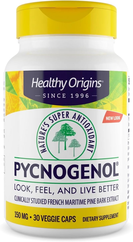 Tervislik päritolu Pycnogenol 150 mg , French Maritime Männikoore ekstrakt , Natures Super Antioxidant , Antioxidant , Non- GMO , Vegan , 30 Veggie kapslit