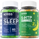 Melatoniin Tasuta Uneabi Gummies + 5-HTP Gummies täiskasvanutele , GABA, L-Theanine, L-trüptofaan, Magneesium, Ashwagandha, Kurkum - Non-Habit Forming, Banaani ekstrakti abi sügav lõõgastumine, rahulikkus