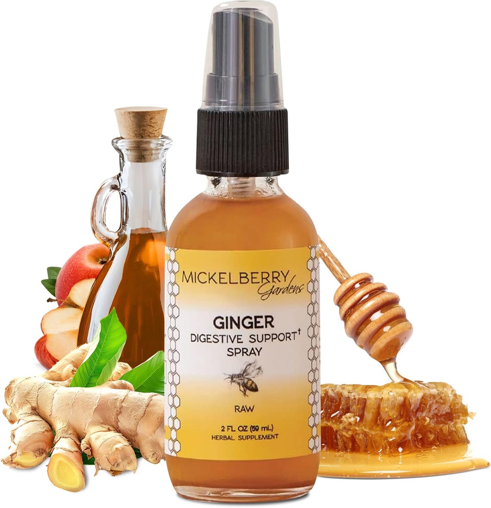 Mickelberry Gardens Immune Support Ginger Honey Spray - Orgaaniline ingveri kaadrid ja siirup immuunsuse suurendamiseks, seedetrakti terviseks ja heaoluks - 2 Oz