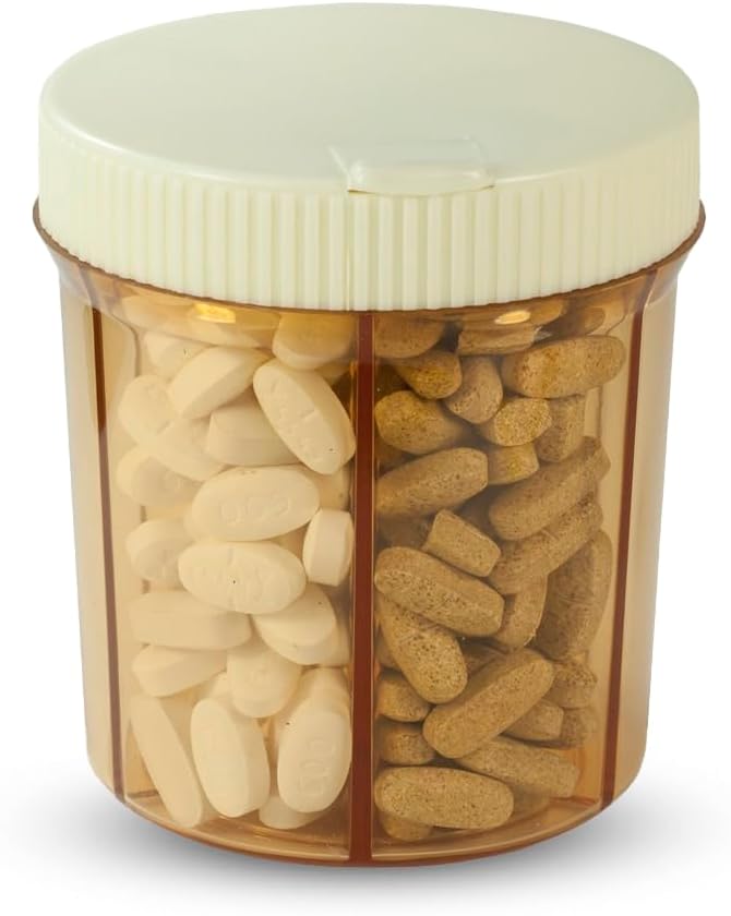 Vitanizer Vitanizer Vitamiin & Pill Korraldaja - 6 Kompartment Case Easy Turn Lid Dispenser - sobib kõik suurus tabletid ja täiendused - Kindel, ohutu, UV kaitsev Plastik