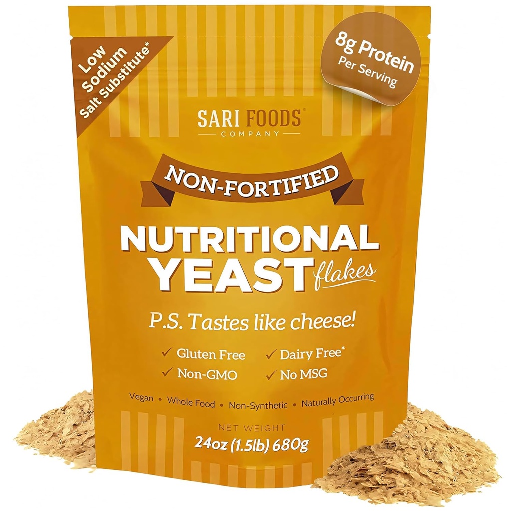 Tugevdamata toitainelised pärmihelbed, kogu toidu baasil valgu pulber, vegan, gluteenivaba, vitamiinid B, beeta-glükaanid ja kõik 18 aminohapet (24 oz.)