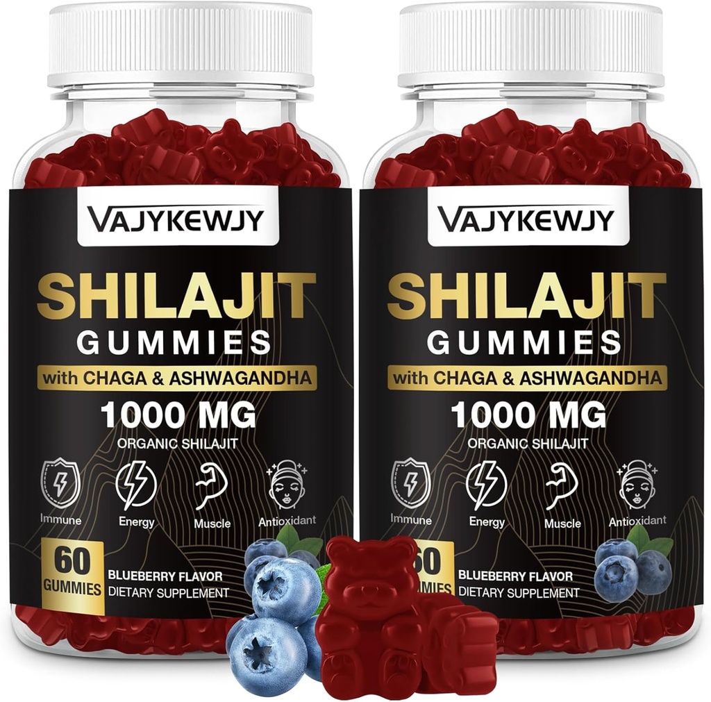 1000 MG Shilajit Gummies, orgaaniline Shilajit Gummies koos 85+ jälgi mineraalidega, Fulvic Acid, Shilajit meestele ja naistele, Shilajit Resin, Shilajit Himalayan Organic for Energy, Brain, Immunity, 120 Count