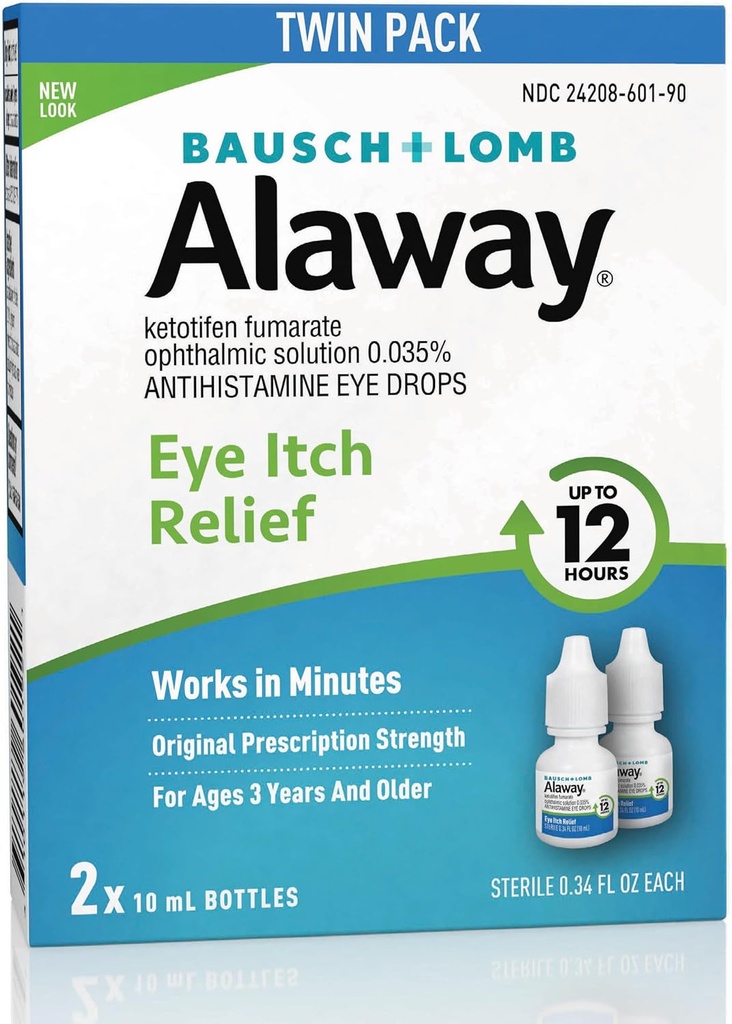 Alaway Antihistamiin , Silma Itch Relief Tilgad , Twin Pack , 0, 34 fl oz Iga
